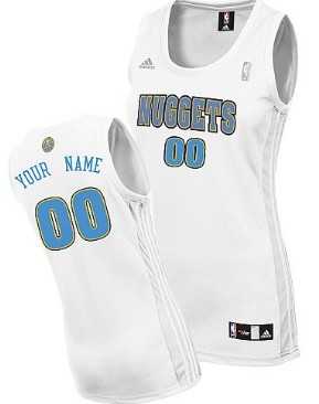 Women's Customized Denver Nuggets White Jersey